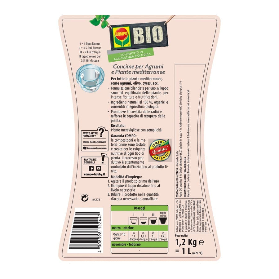 Bricocenter BIO FERTILISER LIQ. CITRUS FRUIT AND MEDITERRANEAN PLANTS