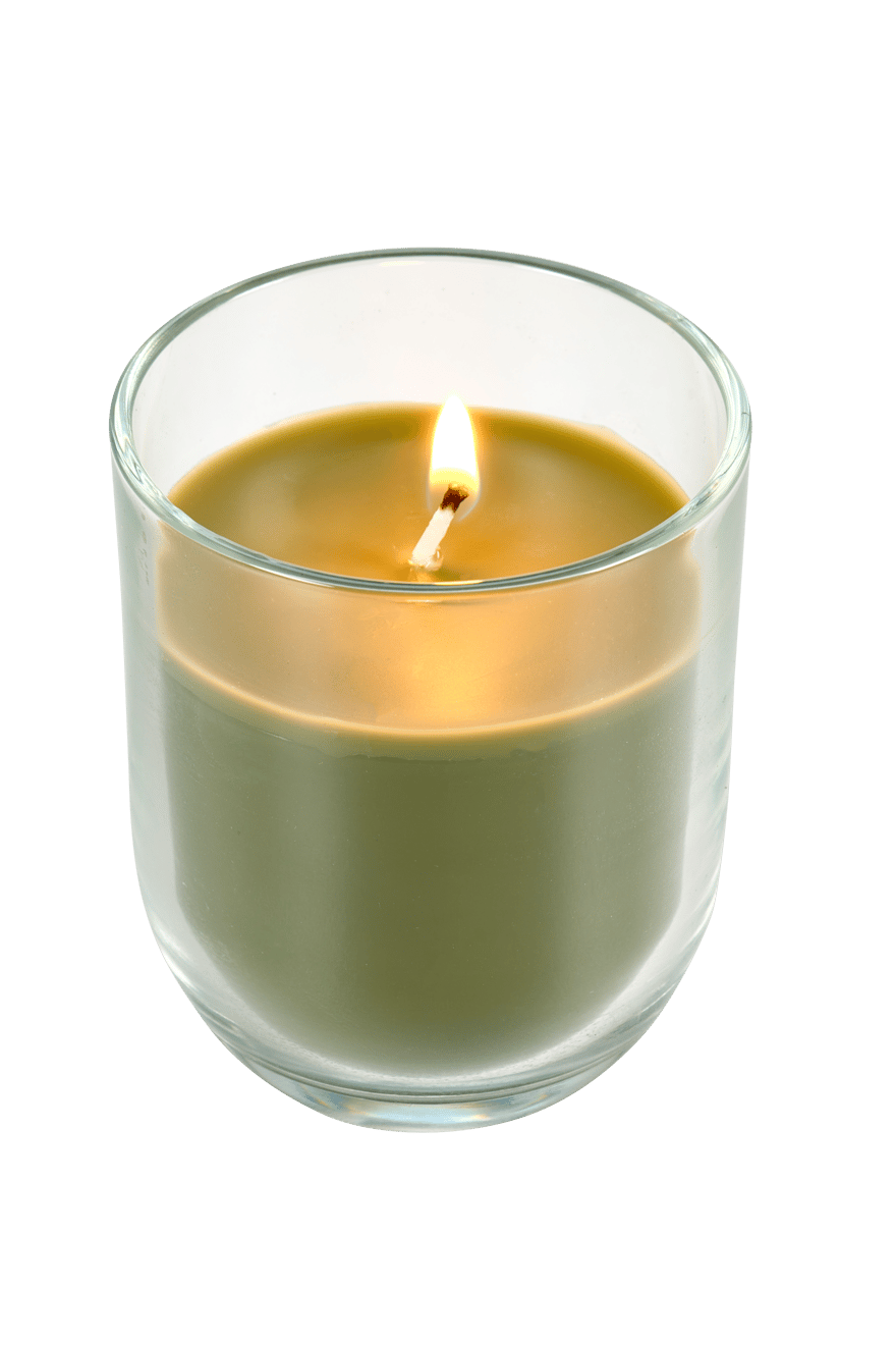 Casa FLAM Candle in jar 3 colors green, beige, light purple, H 8 cm - Ø 7 cm