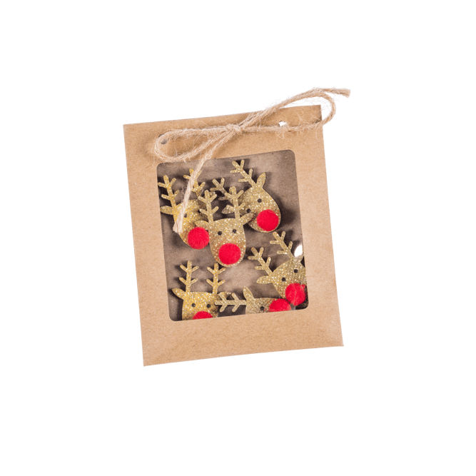 NOSY Set of 6 scatter decorations red, natural H 4 x W 3 cm
