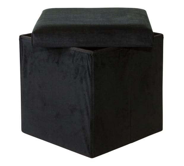 STORAGE VELVET Black storage pouf H 38 x W 38 x D 38 cm - best price from Maltashopper.com CS622657