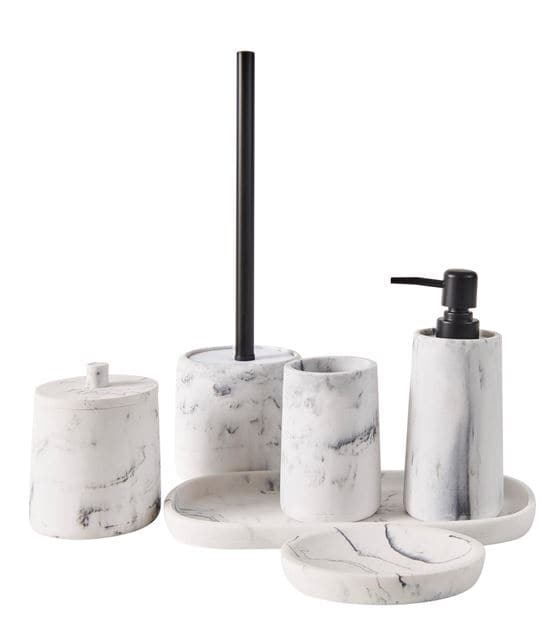 LUNA Toilet brush in marble effect support H 36.5 cm - Ø 10.7 cm - best price from Maltashopper.com CS668465