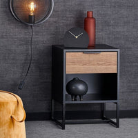 TRENTON Chest of drawers black, natural H 55.5 x W 40 x D 34 cm - best price from Maltashopper.com CS638134