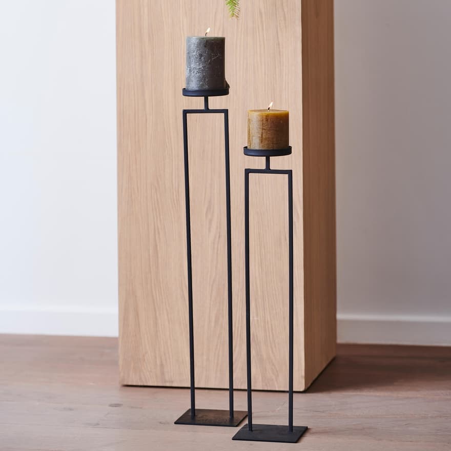 PILLAR Black candle holder plate H 57 cm - Ø 8 cm - best price from Maltashopper.com CS674912