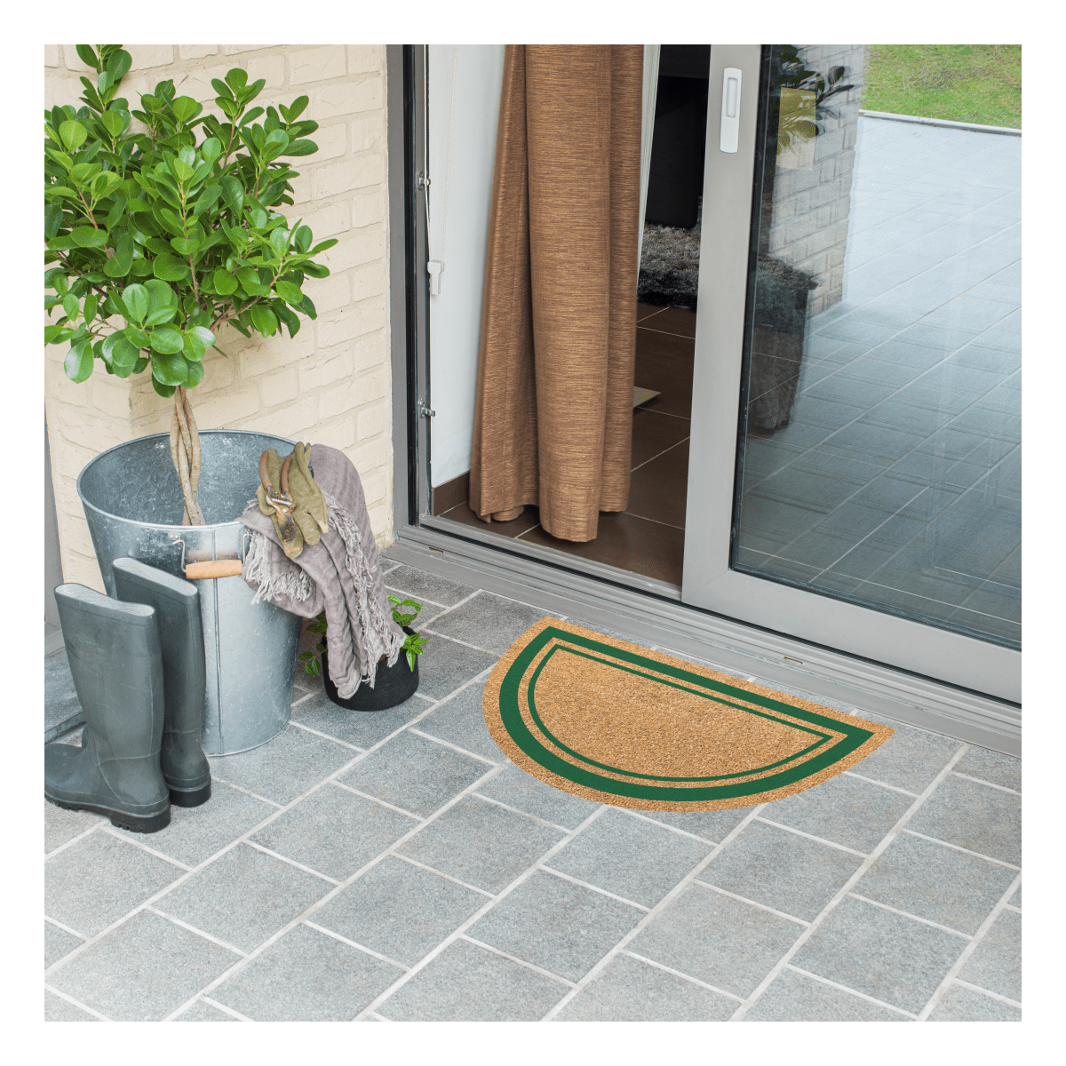 Bricocenter COCONUT DOORMAT GREEN CRESCENT EDGE 38X68 14 MM