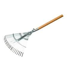 ADJUSTABLE LEAF BROOM HASSO GALVANISED 22 FLAT TEETH WITH FSC BEECH HANDLE CM. 150