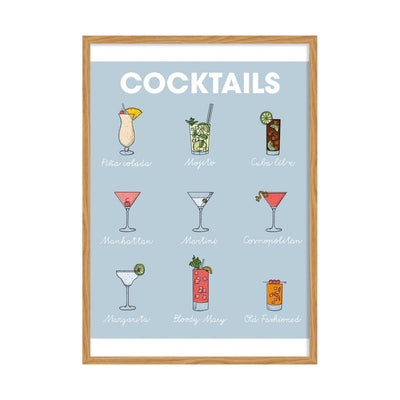 50X70 BEECH FRAME WITH COCKTAILS PRINT - best price from Maltashopper.com BR480010775