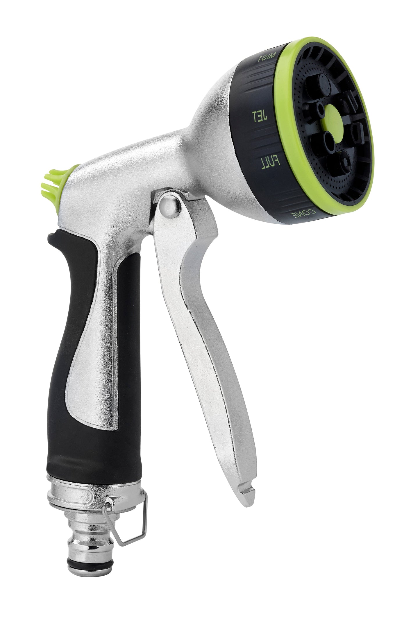 DELUX 8-FUNCTION CHROME METAL PISTOL WITH COMFORT GRIP COLORTAP
