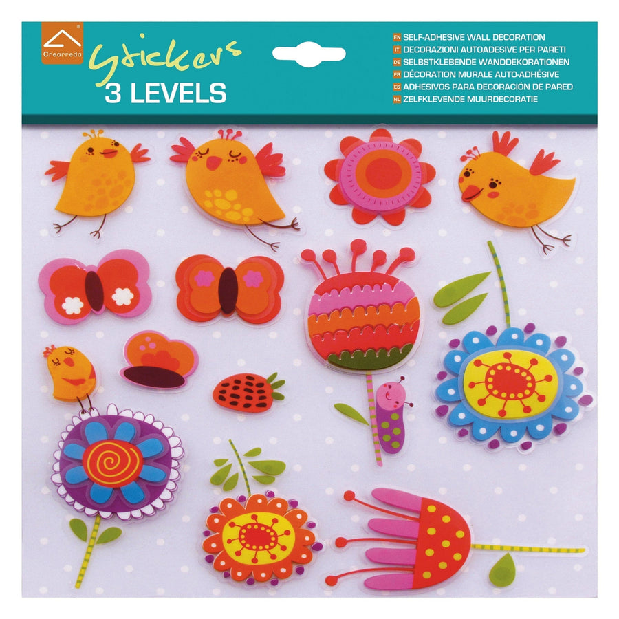 STICKER 3 LEVELS BIRDS END FLOWERS 31.5X36 CM
