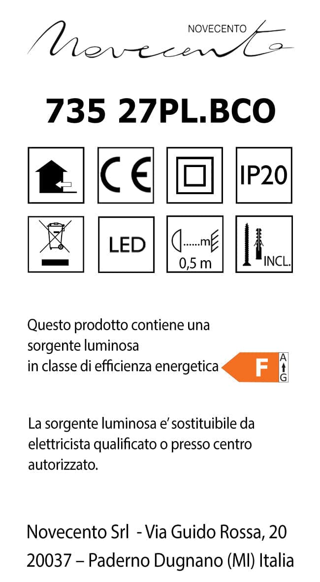 POLLY CEILING LAMP WHITE GLASS 27X5X27 CM LED18W NATURAL LIGHT