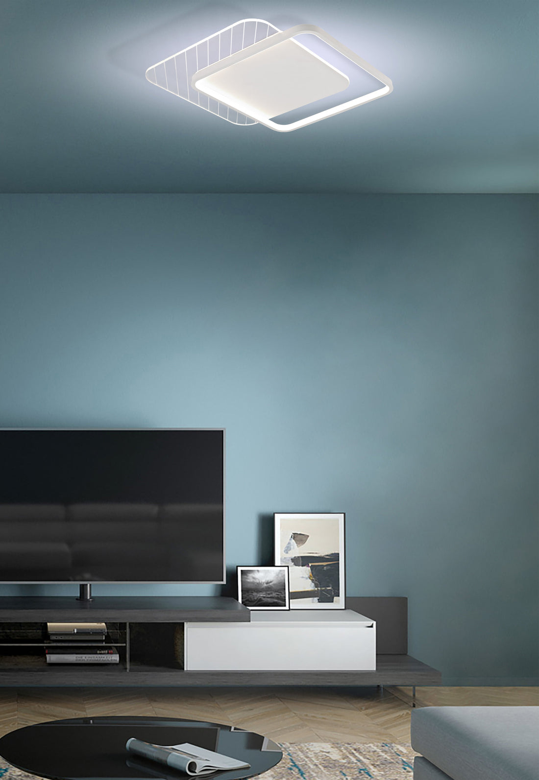 NADINE ALUMINIUM CEILING LAMP WHITE 46X46CM LED 32W CCT DIMMABLE - best price from Maltashopper.com BR420008535