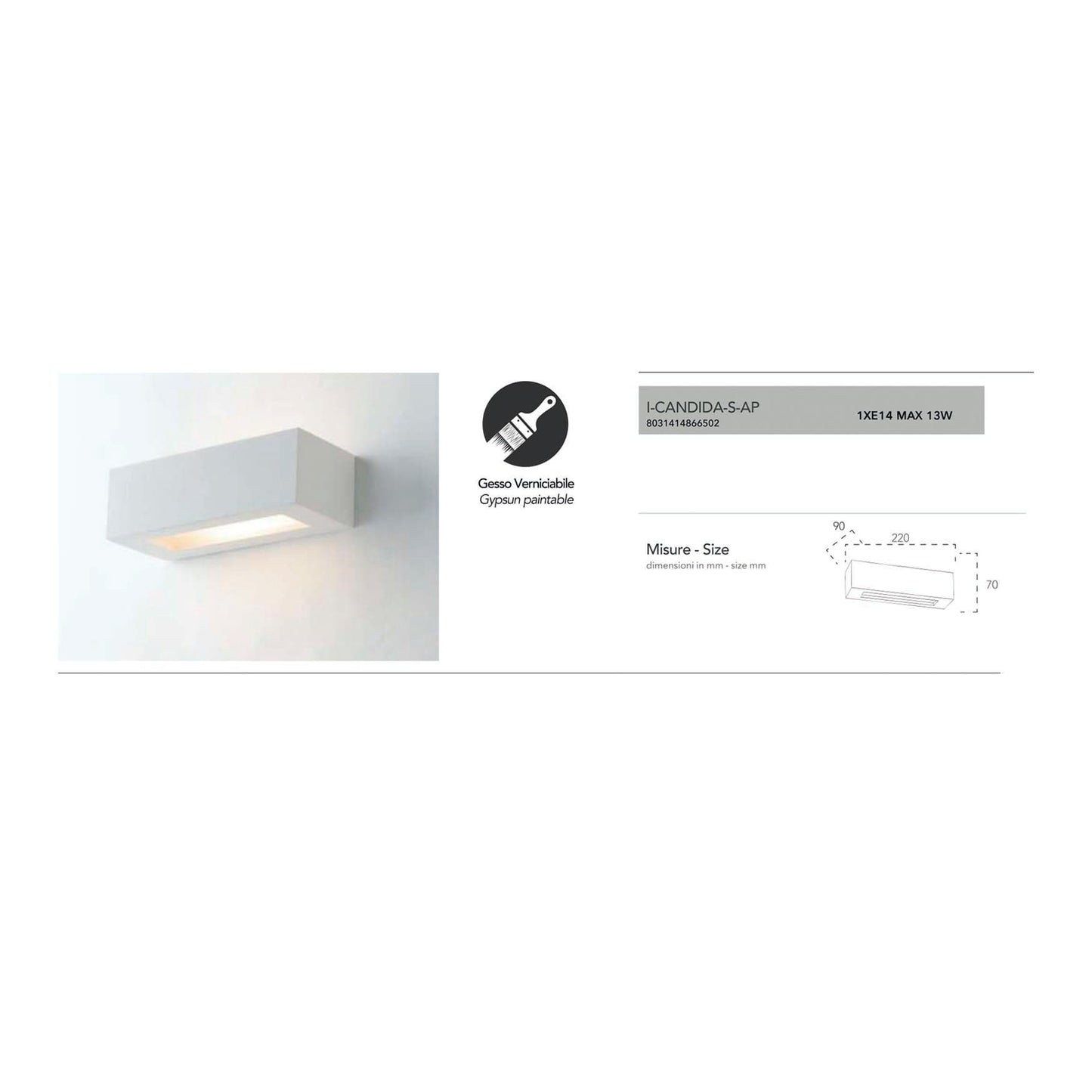 Bricocenter WALL LIGHT CANDIDA CHALK WHITE 1XE14 22X9X7CM