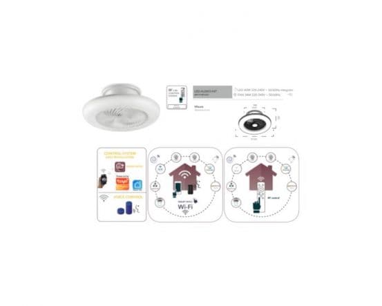 Bricocenter CEILING LIGHT WITH FAN ALISEO ACRYLIC WHITE D60 LED 40W CCT SMART