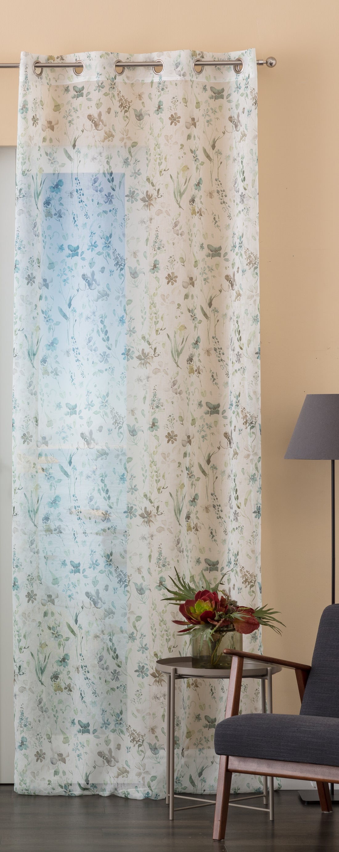 VIOLETTA GREEN OPAQUE CURTAIN 140X280 CM WITH EYELETS