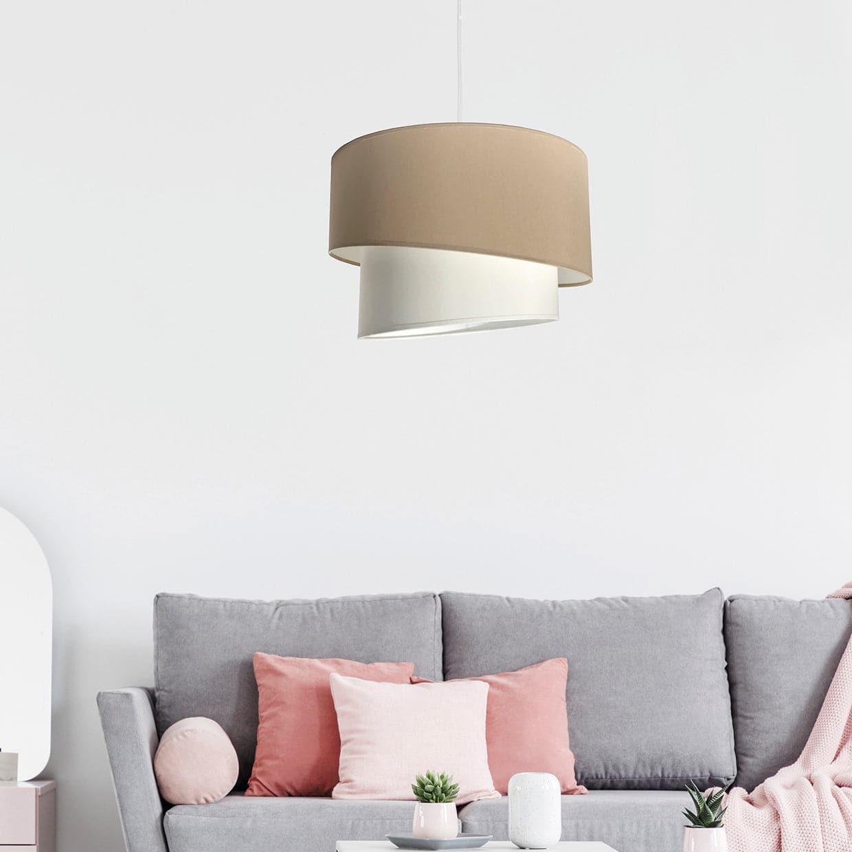 Bricocenter CHANDELIER DOUBLE BIAS FABRIC ECRU D40 E27=60W