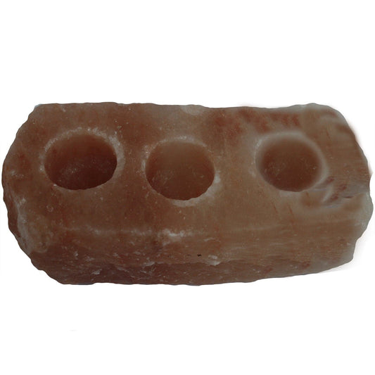 Natural Salt Candle Holder - 3 holes - best price from Maltashopper.com QSALT-45