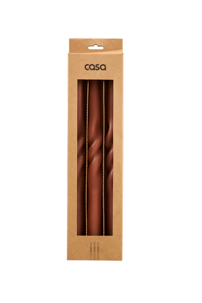 Casa SPIRAL CANDLE S/3 BROWN