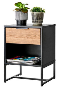 TRENTON Chest of drawers black, natural H 55.5 x W 40 x D 34 cm - best price from Maltashopper.com CS638134
