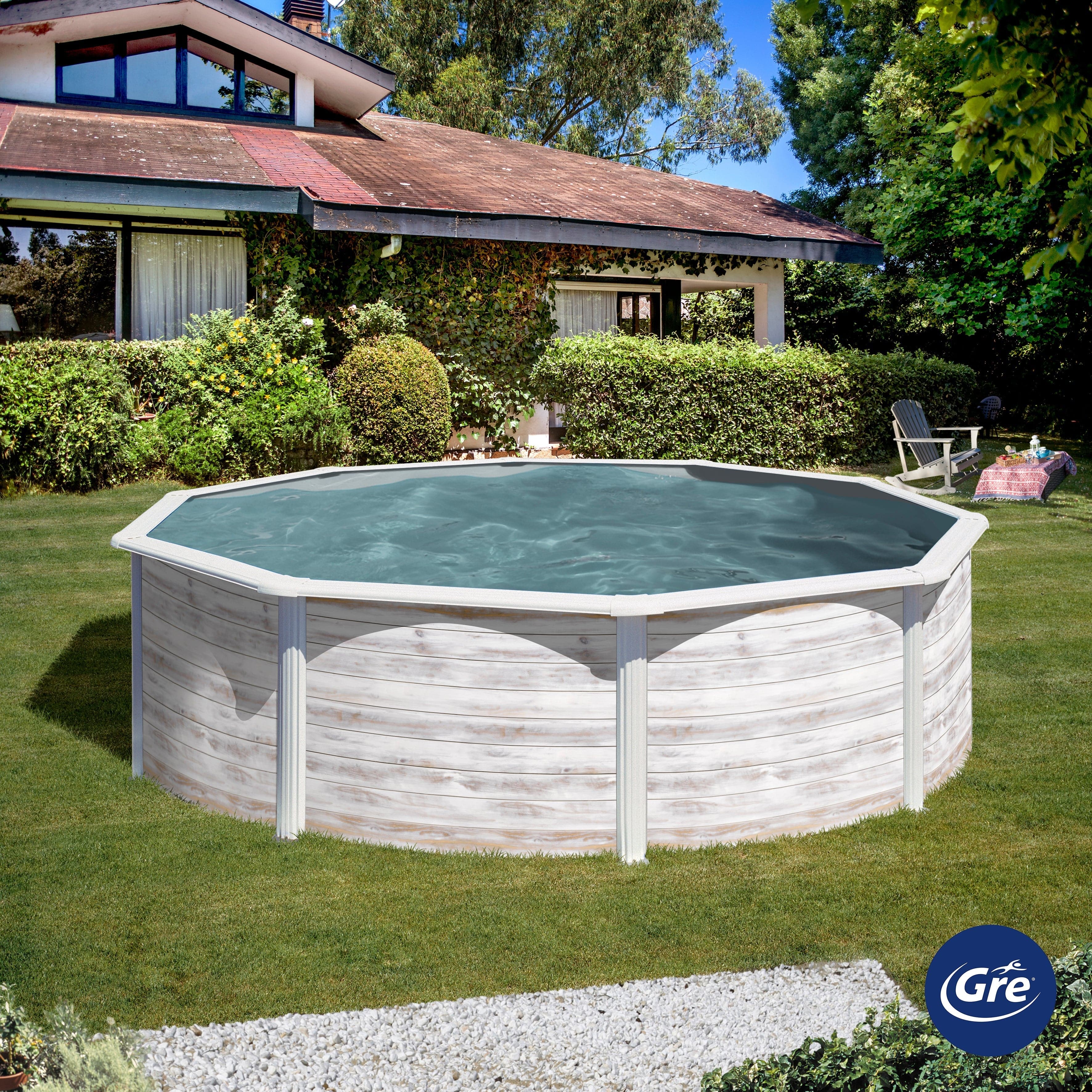 ROUND STEEL SWIMMING POOL NORDIC DECORATION DIAM. 300 X 120H WITH SAND FILTER - Premium Above Ground Pools from Bricocenter - Just €1795.99! Shop now at Maltashopper.com