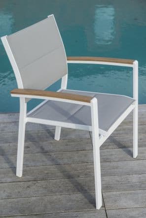 SAN DIEGO Chair with armrests aluminum, textilene, white