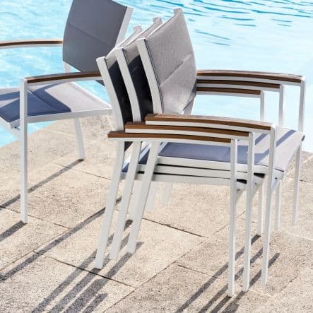 Bricocenter SAN DIEGO Chair with armrests aluminum, textilene, white
