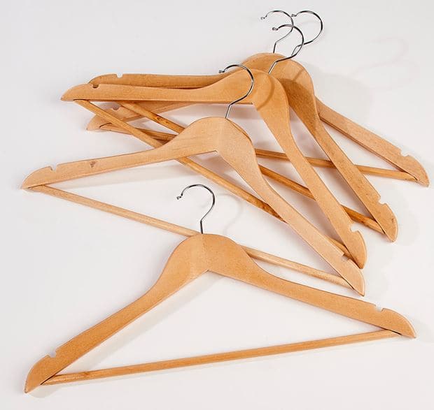 NEW WOOD Hangers set of 5 natural H 23 x W 44.5 x D 1.2 cm - best price from Maltashopper.com CS557494