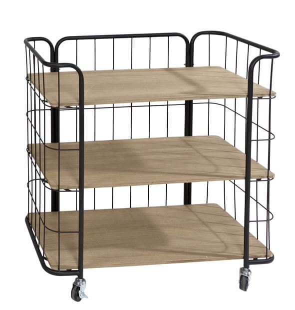 Casa OSLO Trolley 3 shelves black, natural H 82 x L 83 x D 40 cm