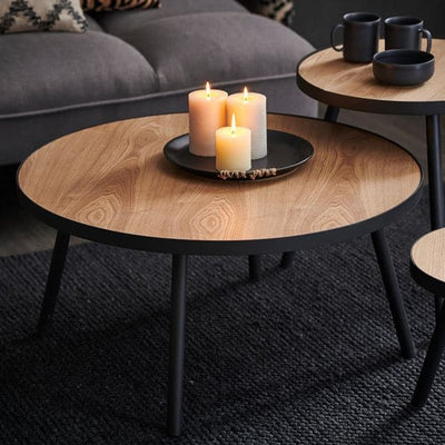 ALEXIS Living room table black, natural H 40 cm - Ø 80 cm - best price from Maltashopper.com CS637973