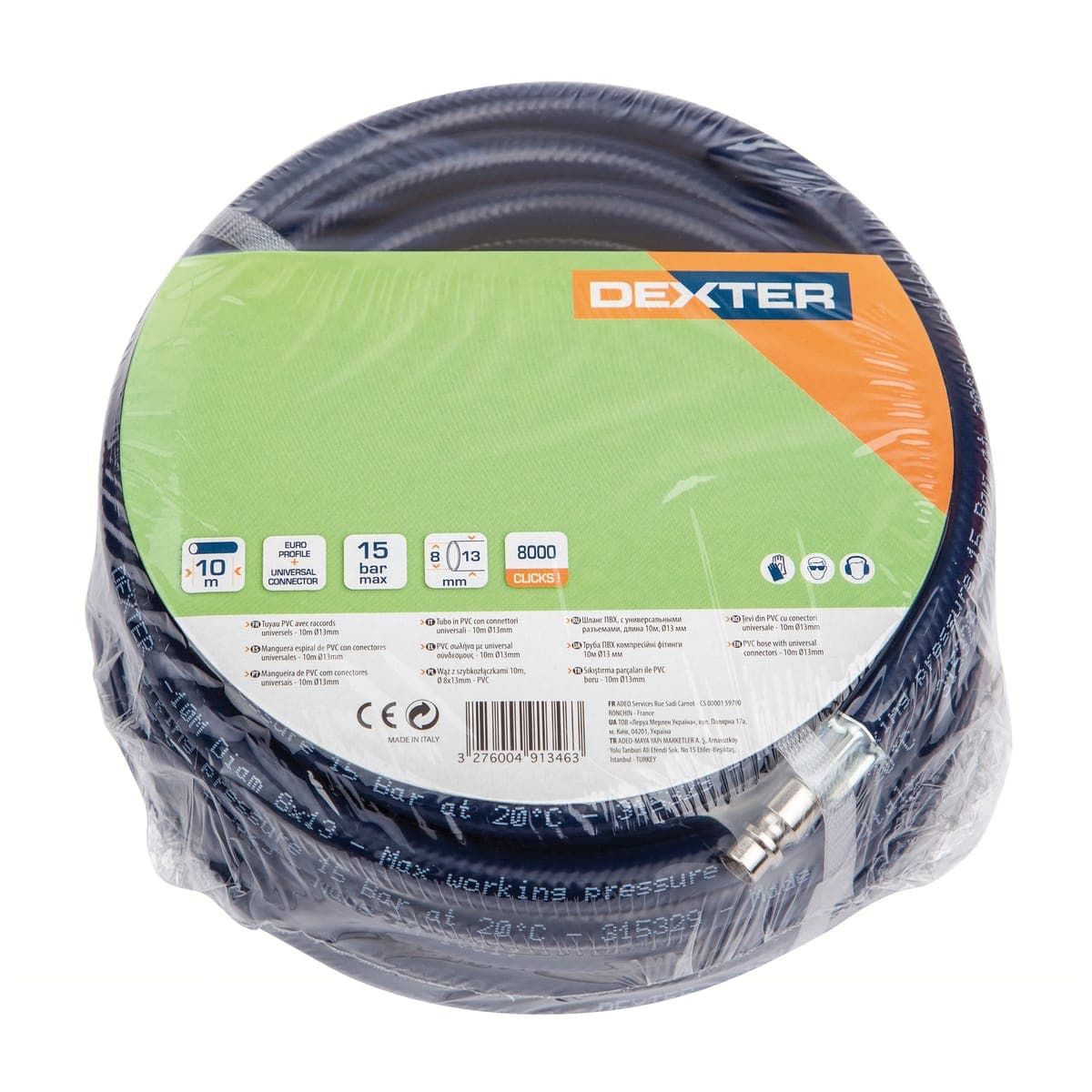 DEXTER - Tuyau d'air flexible en PVC pour compresseur - Ø 8x13 mm - 15 bar  - L. 15m