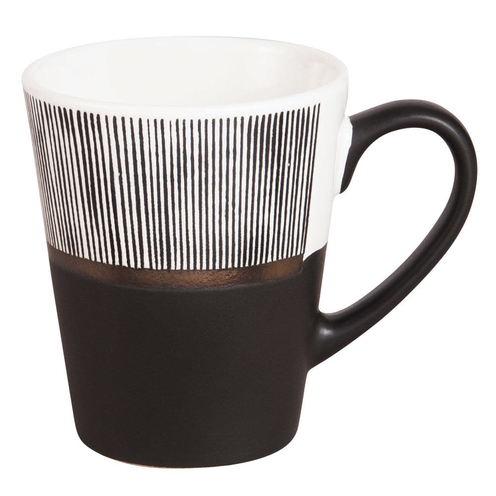 Maisons du Monde MEKONG - White and black earthenware cup with stripes - best price from Maltashopper.com M173261