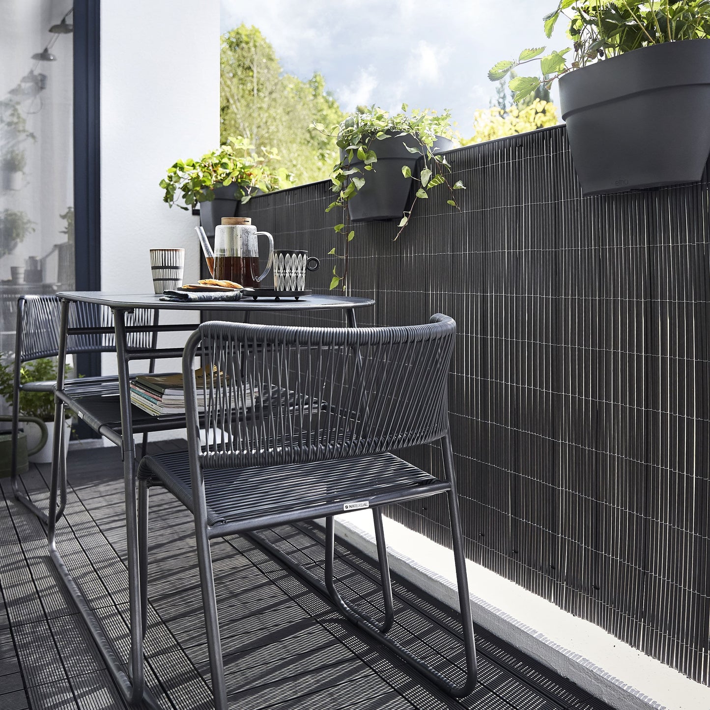 Bricocenter ARMCHAIR DUO NATERIAL Steel and wicker 50X59X71.5H cm anthracite