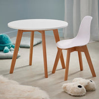 MATHIAS Table for children white, natural H 49 cm - Ø 60 cm - best price from Maltashopper.com CS588798