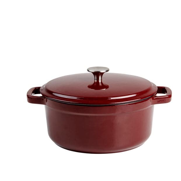 STEW Dark red round cast iron pot H 16 x W 30.5 cm - Ø 24 cm - best price from Maltashopper.com CS667758