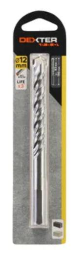 DEXTER PRO CONCRETE DRILL BIT DIAM. 12 MM, LENGTH 150 MM, TRIANGULAR SHANK