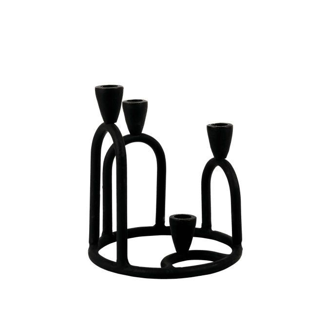 RINGS Candlestick for 4 black candles H 22 cm - Ø 19 cm