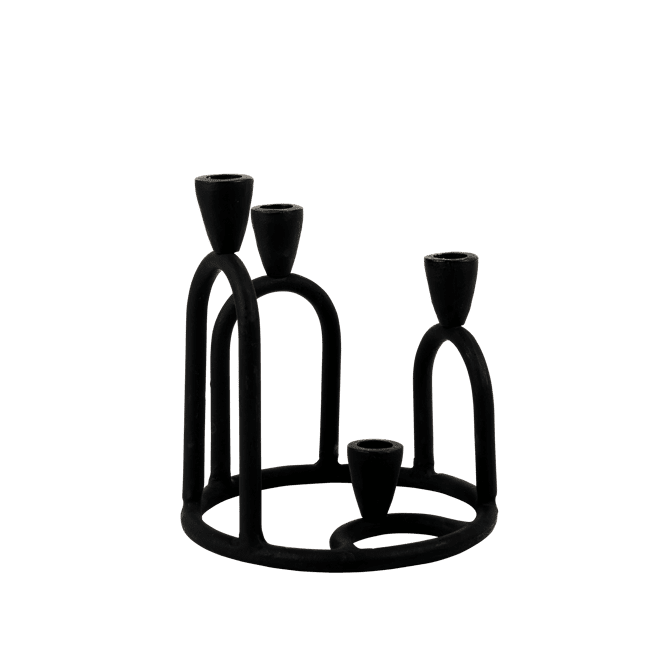 RINGS Candlestick for 4 black candles H 22 cm - Ø 19 cm - best price from Maltashopper.com CS674863