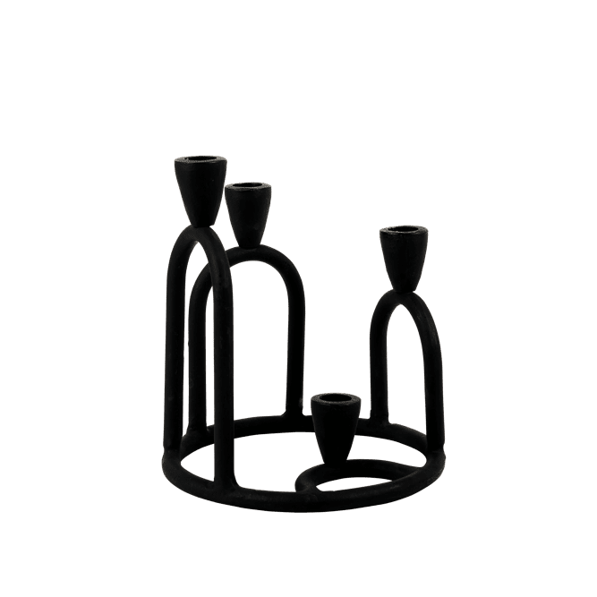 Casa RINGS Candlestick for 4 black candles H 22 cm - Ø 19 cm