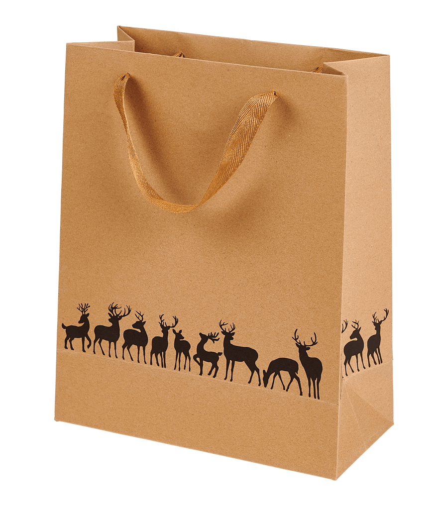 Casa XMAS KRAFT Gift bag 4 designs brownH 26 x W 32 x D 12 cm