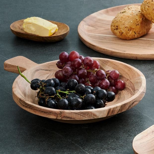 ACACIA CHIC Deep plate with natural handle H 5 x W 29 cm - Ø 23 cm - best price from Maltashopper.com CS655802