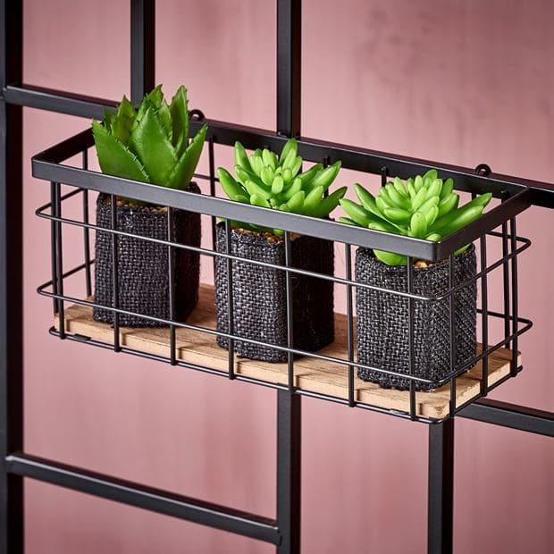 MODULAR Black metal basket H 10 x W 25 x D 9 cm - best price from Maltashopper.com CS605220