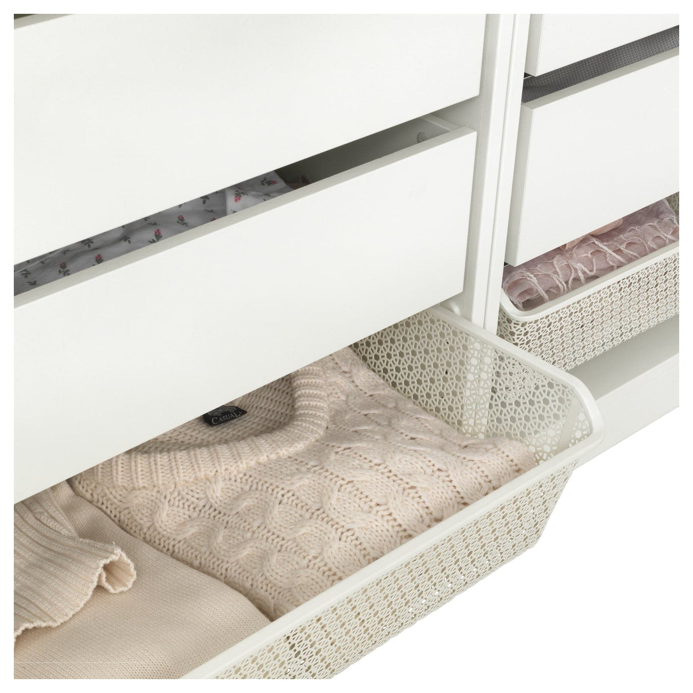 Ikea KOMPLEMENT Metal basket - patterned/white 75x58 cm ,