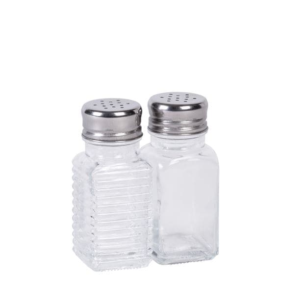 BASIC Pepper and salt shaker silver, transparent H 9.5 cm - Ø 4.4 cm - best price from Maltashopper.com CS633269