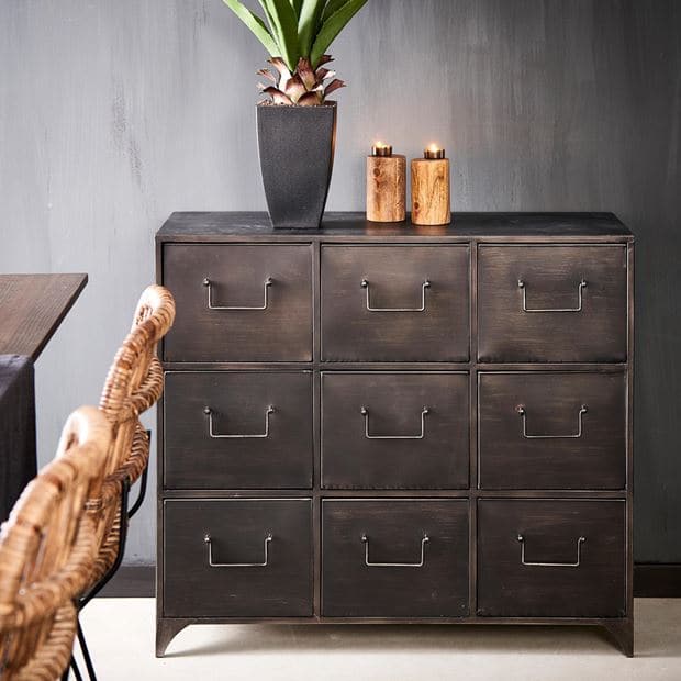 PHARMA Black chest of drawers H 80 x W 34 x D 90 cm - best price from Maltashopper.com CS617869