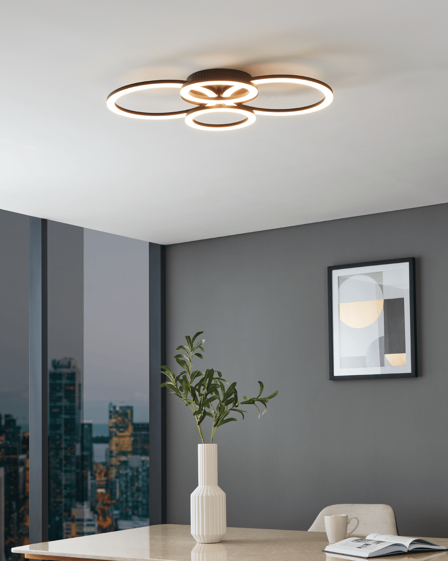 Bricocenter PARRAPOS METAL CEILING LAMP BLACK 61,4X45 LED41W CCT SMART