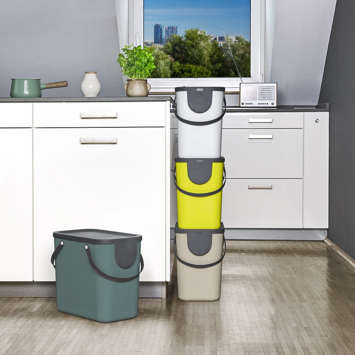 SELECTIVE DUSTBIN 25L - DELINIA - TRENDY DOVE GREY - PLASTIC