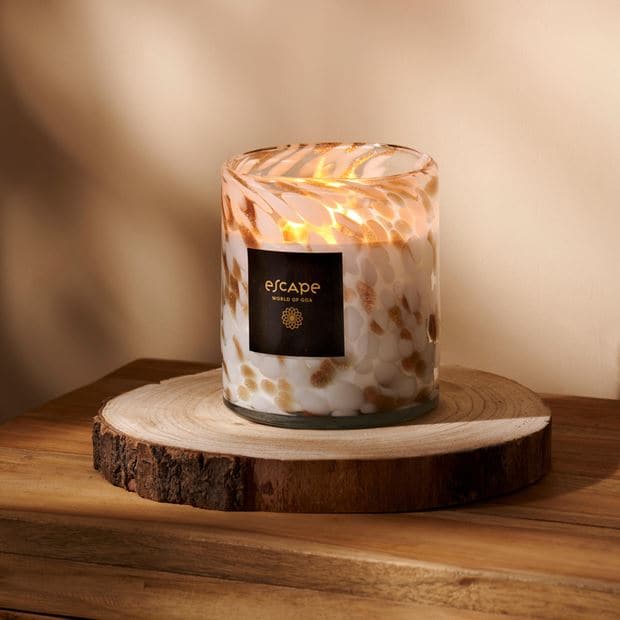 GOA Scented candle white, golden, multicolored H 13.5 cm - Ø 12 cm - best price from Maltashopper.com CS663656