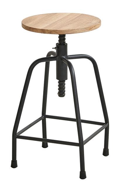 NEW BEDFORD Black stool, natural H 48 cm - Ø 28 cm