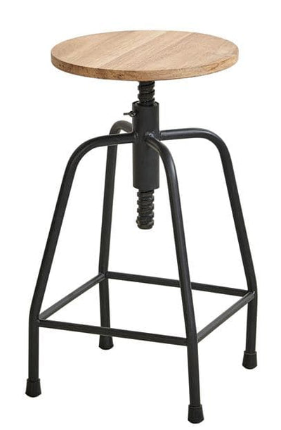 NEW BEDFORD Black stool, natural H 48 cm - Ø 28 cm - best price from Maltashopper.com CS647395