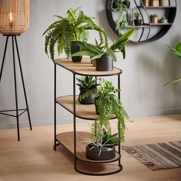 Casa HENDERSON Wall shelf black, natural H 81 x W 105 x D 39.5 cm