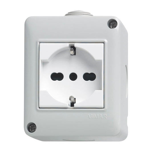 PLANA HOUSING WITH UNIVERSAL SOCKET IP40 GREY - best price from Maltashopper.com BR420101240