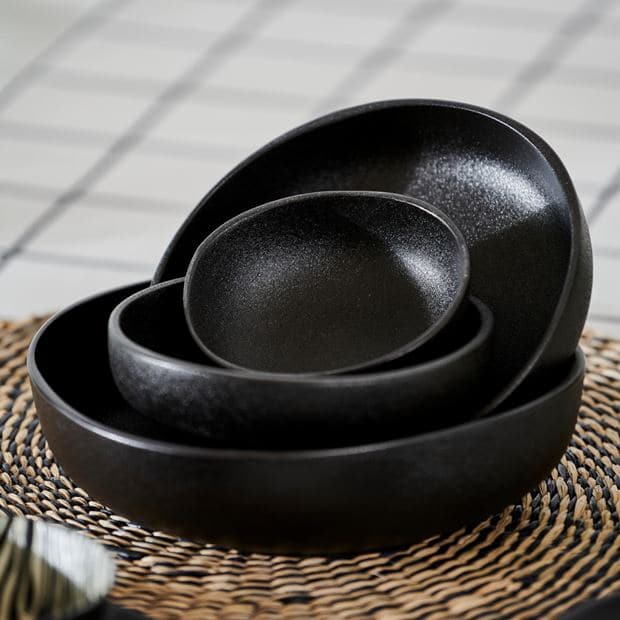 Casa MAGMA Bowl 21 CL black - set of 6 , H 4,5 cm - Ø 11 cm